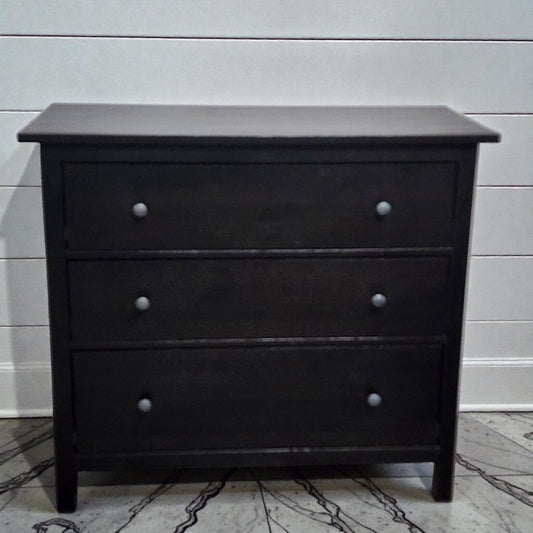 7925 Contemporary Black 3 Drawer Chest Used ~ FURNITURE