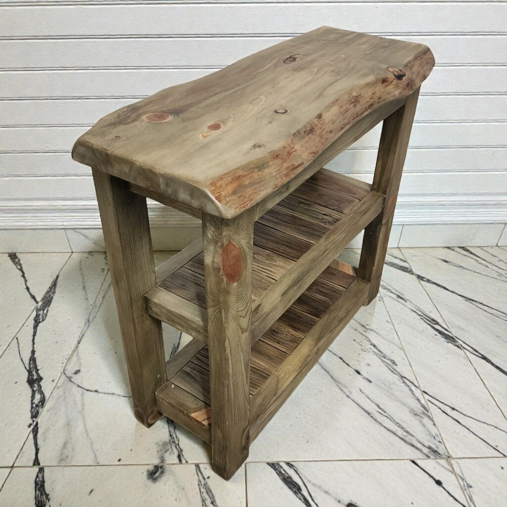 7929 Handcrafted Live Edge 3 Tier Console #Table