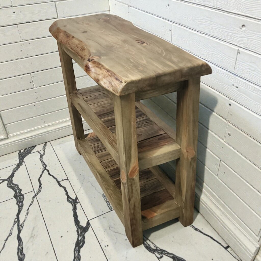7929 Handcrafted Live Edge 3 Tier Console #Table