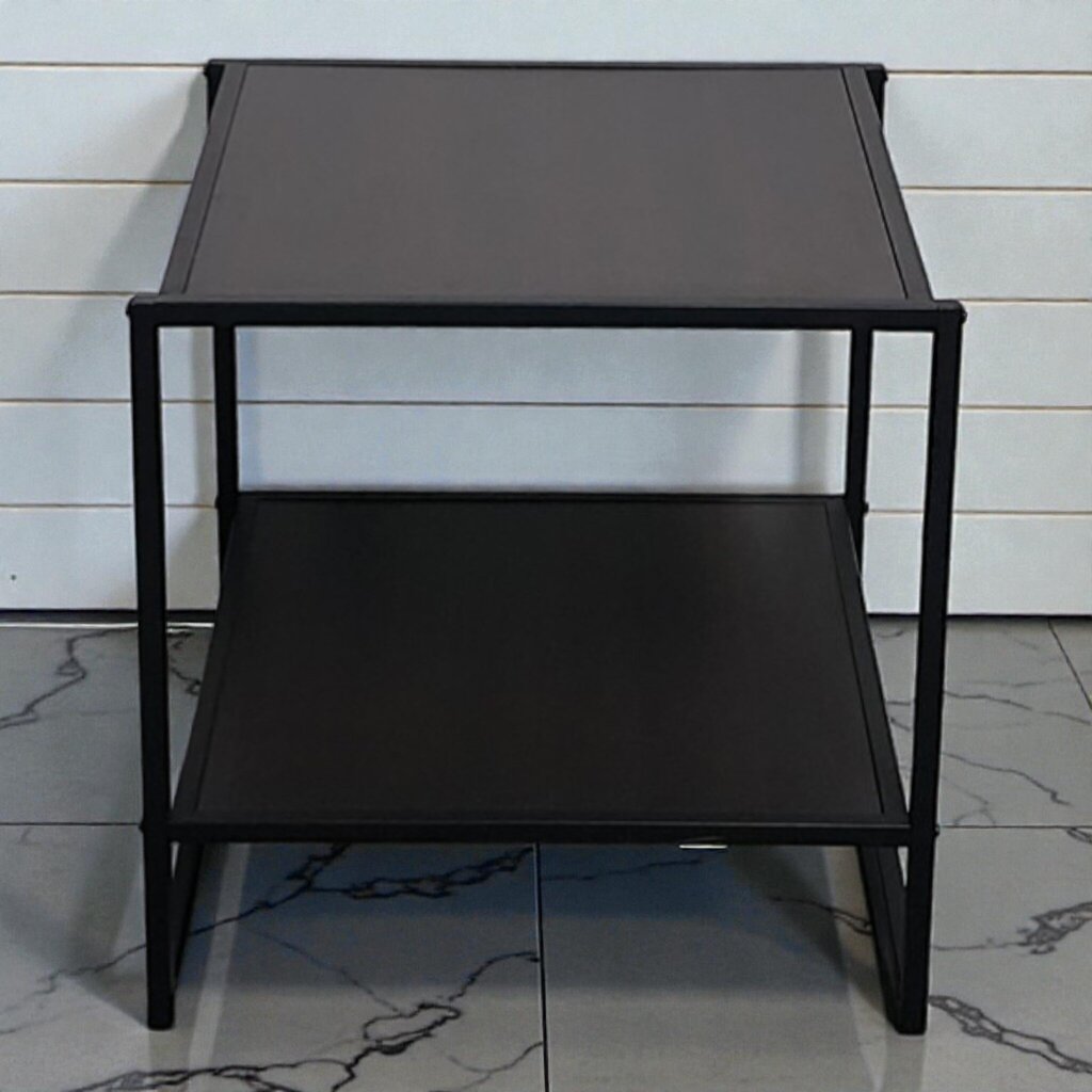 7936 Industrial Metal and Woodgrain 2 Tier Side #Table