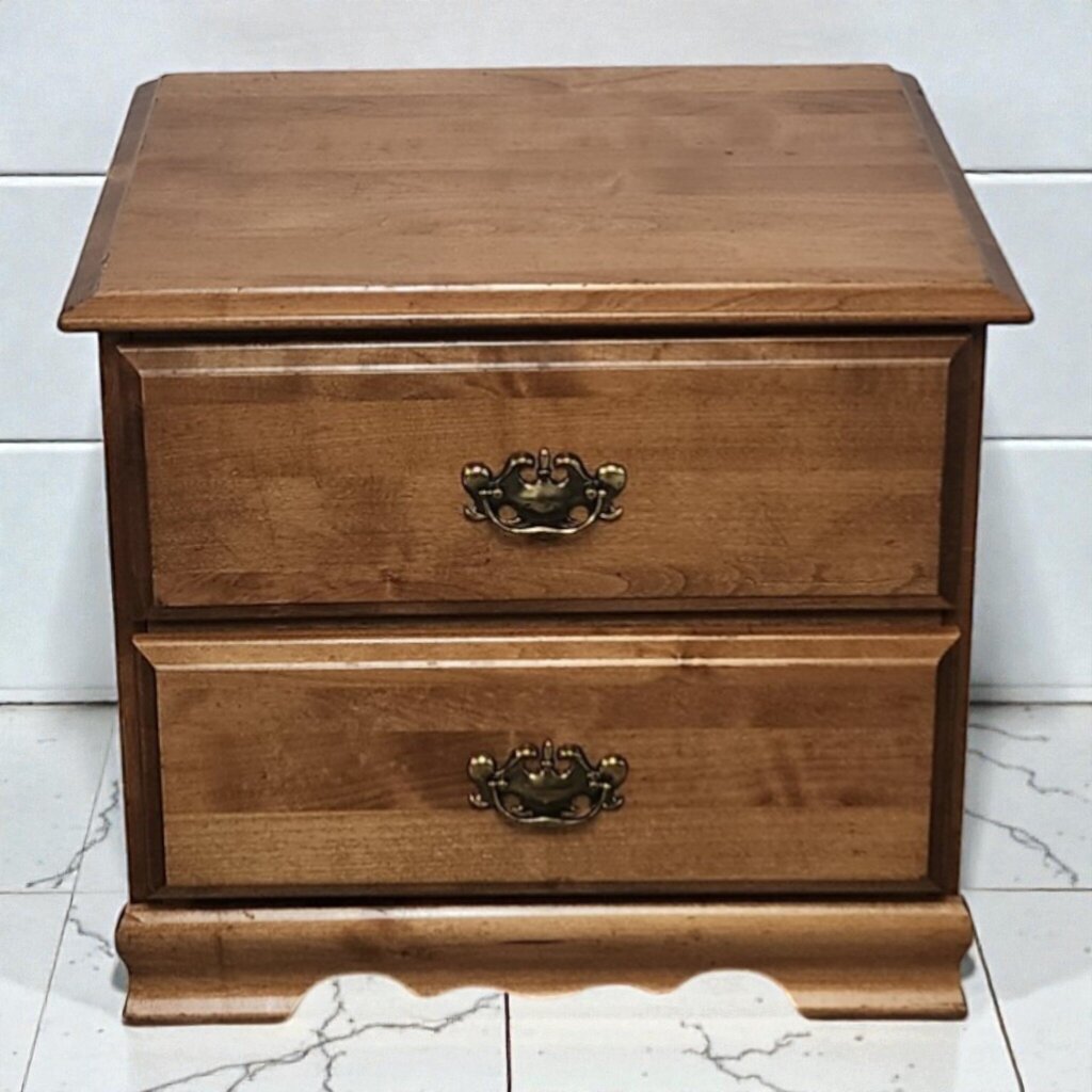 7939 Vintage Colonial Revival Maple Two-Drawer Nightstand