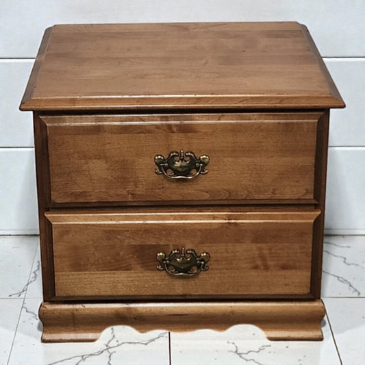 7939 Vintage Colonial Revival Maple Two-Drawer Nightstand
