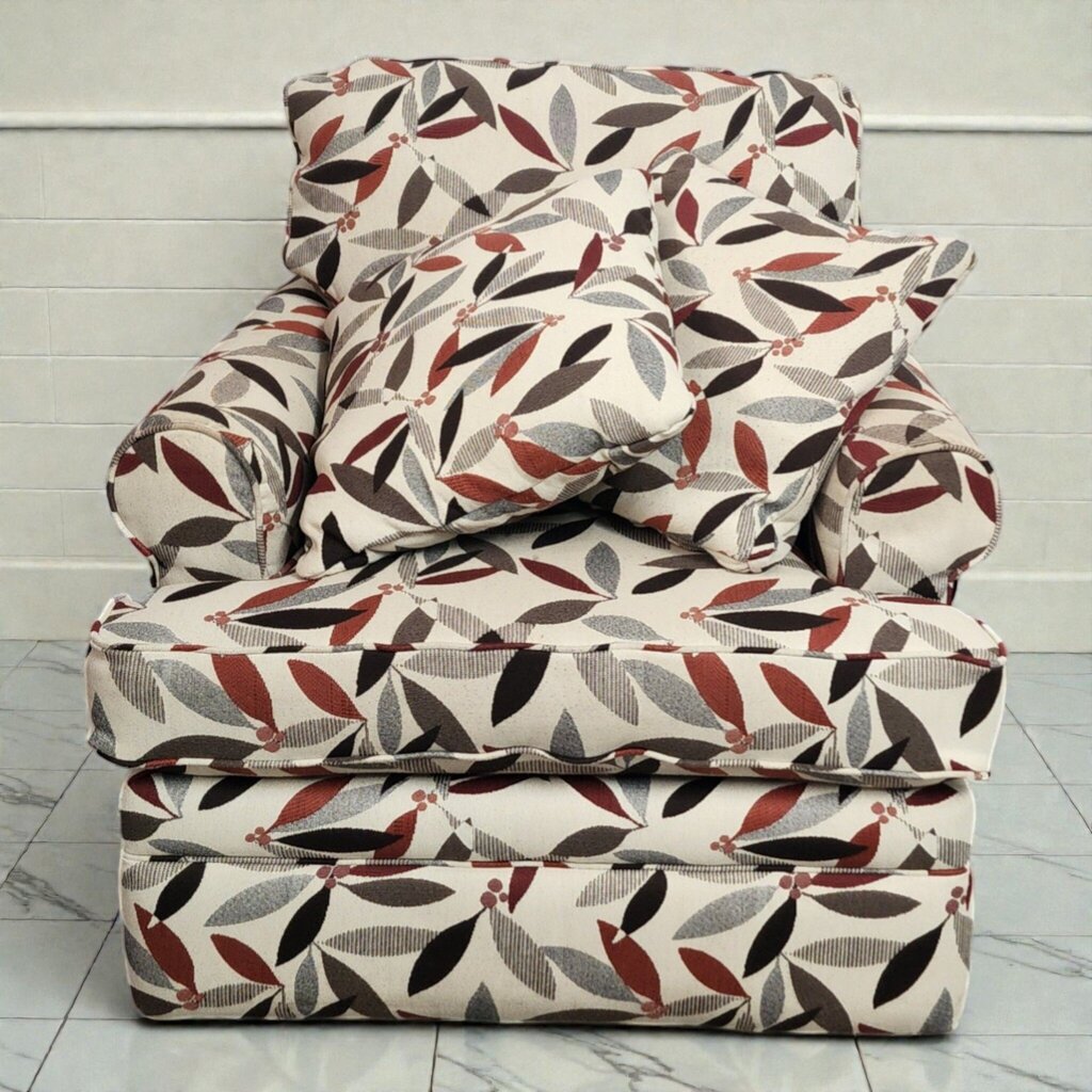 7944 Transitional Upholstered Armchair and Ottoman Set in Botanical Print