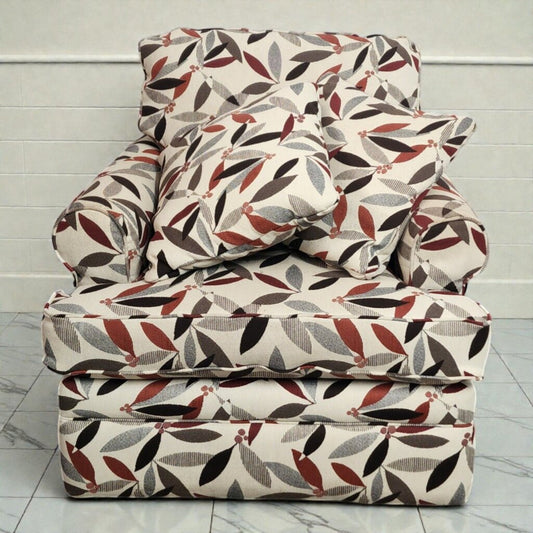 7944 Transitional Upholstered Armchair and Ottoman Set in Botanical Print