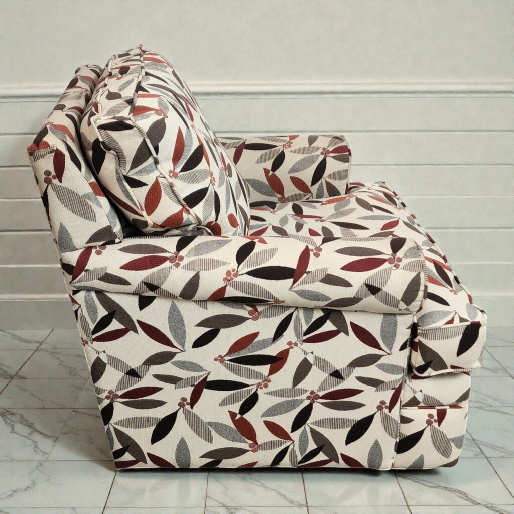 7944 Transitional Upholstered Armchair and Ottoman Set in Botanical Print