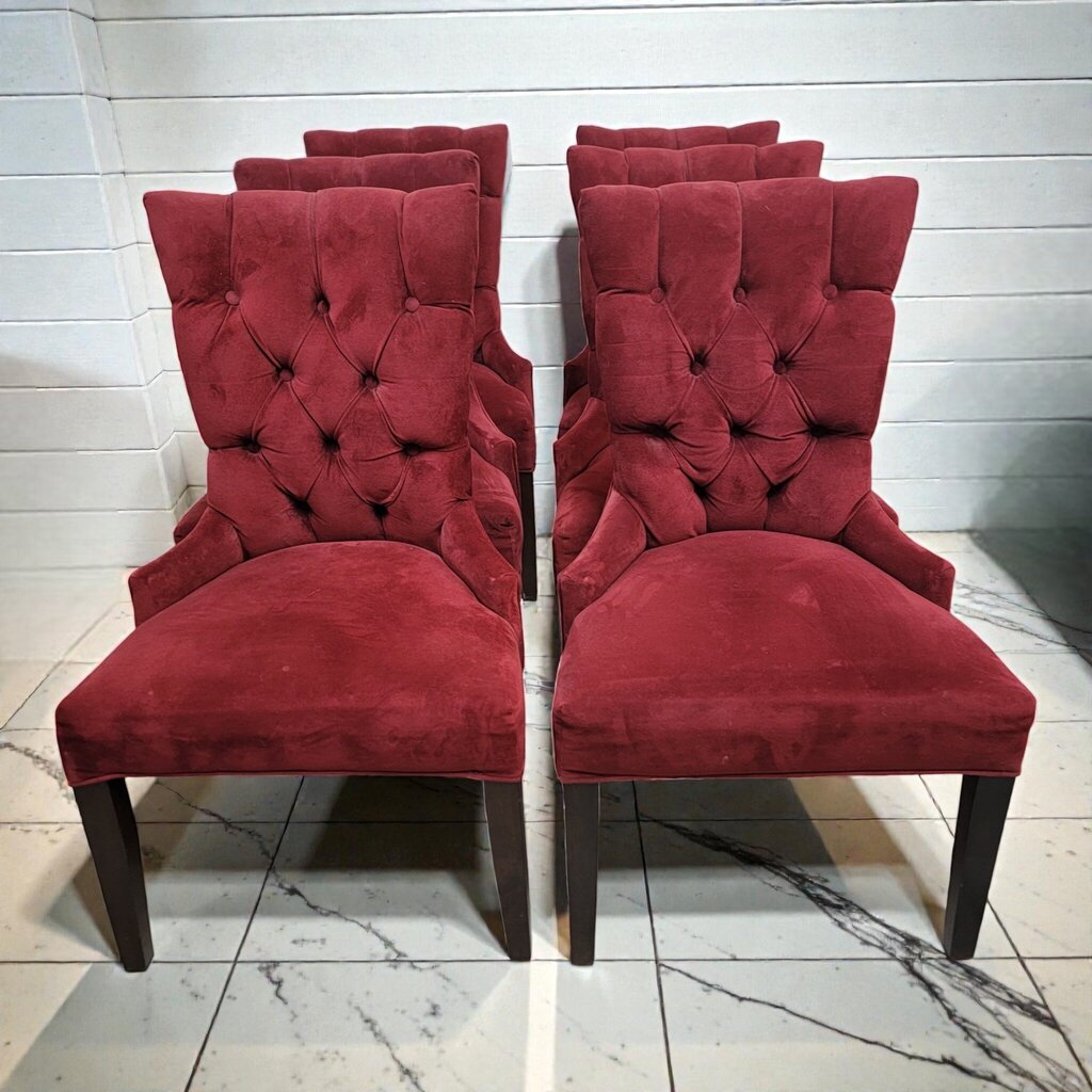 7956-7961 Merlot Velvet Diamond-Tufted Wingback Dining #Chair