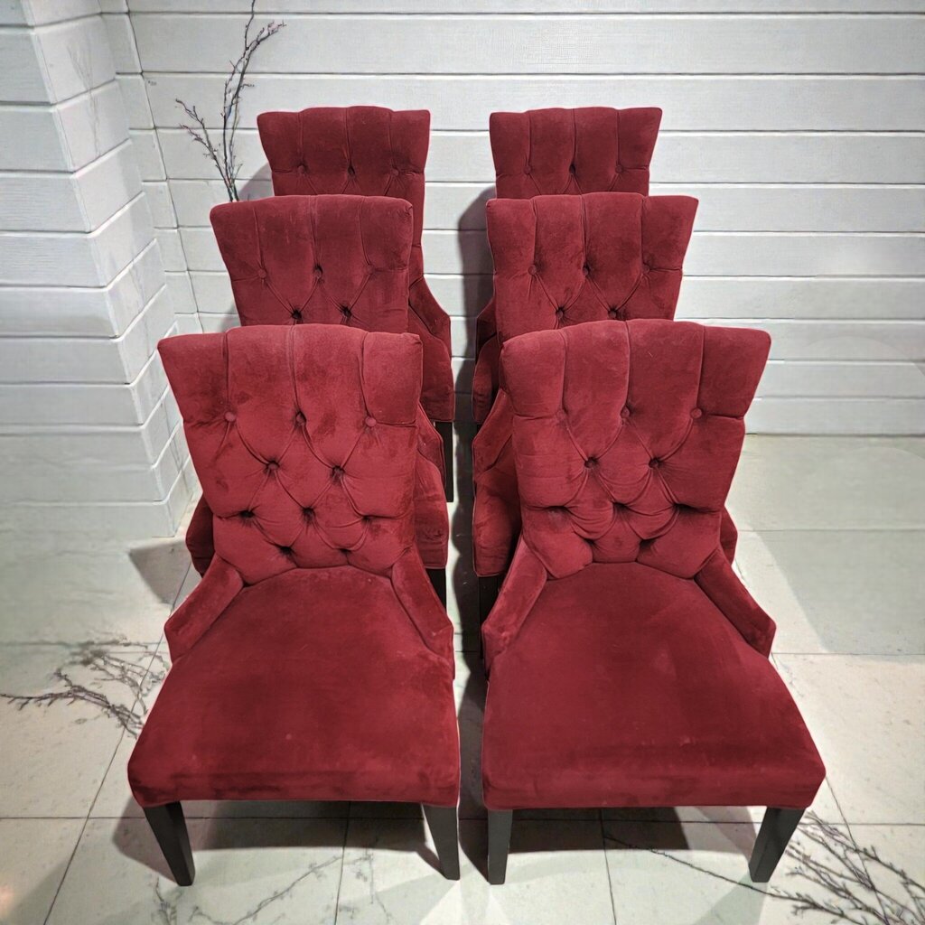 7956-7961 Merlot Velvet Diamond-Tufted Wingback Dining #Chair