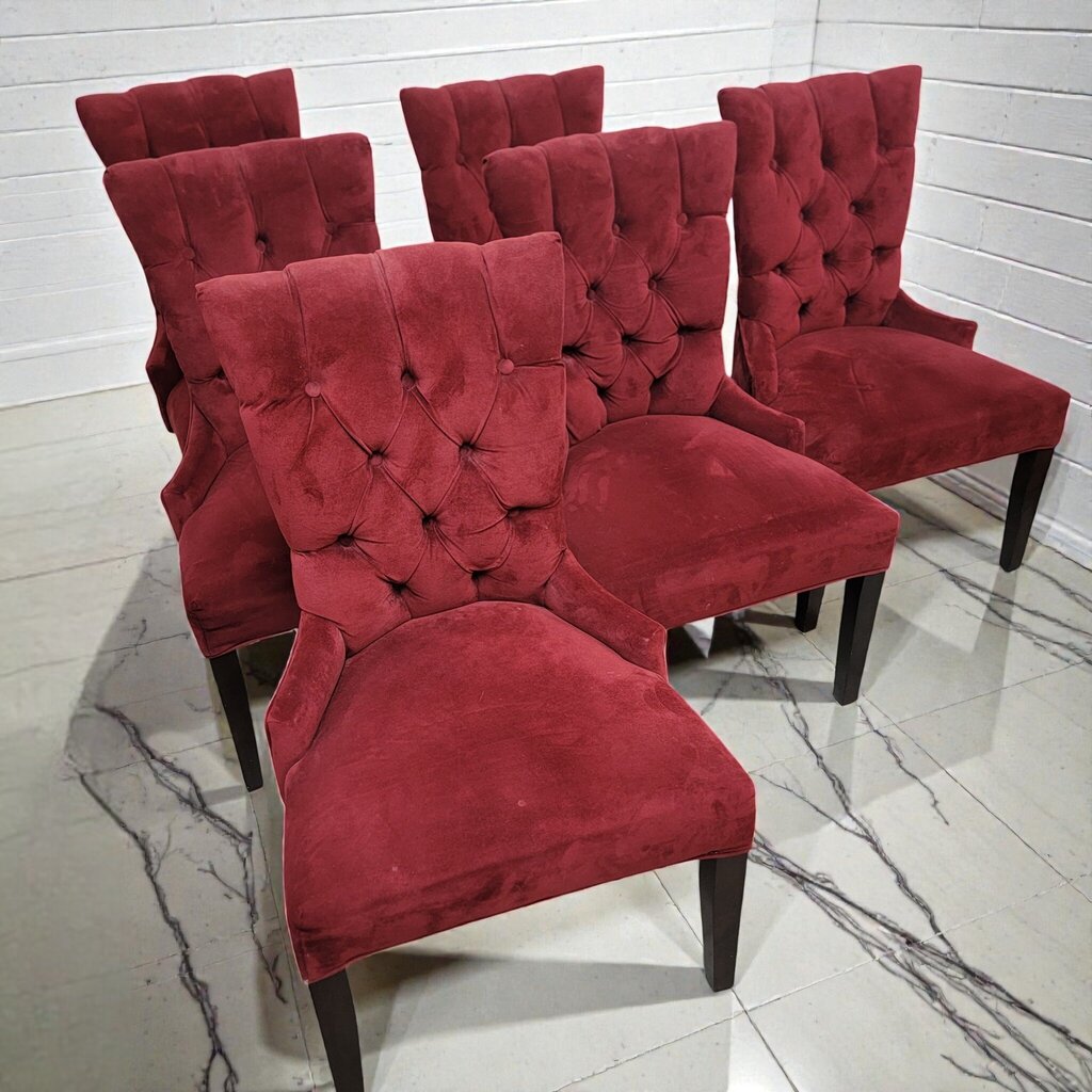 7956-7961 Merlot Velvet Diamond-Tufted Wingback Dining #Chair