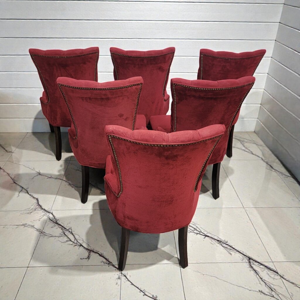 7956-7961 Merlot Velvet Diamond-Tufted Wingback Dining #Chair