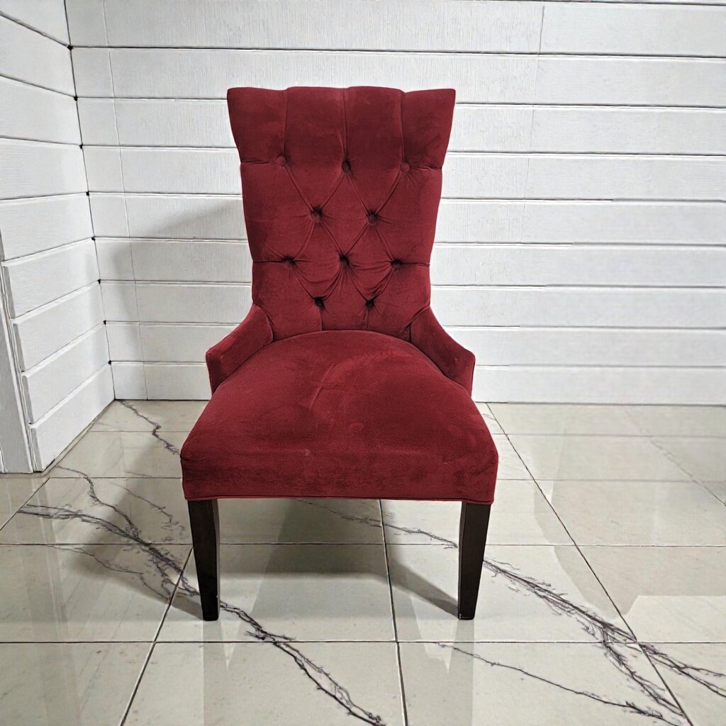 7956-7961 Merlot Velvet Diamond-Tufted Wingback Dining #Chair