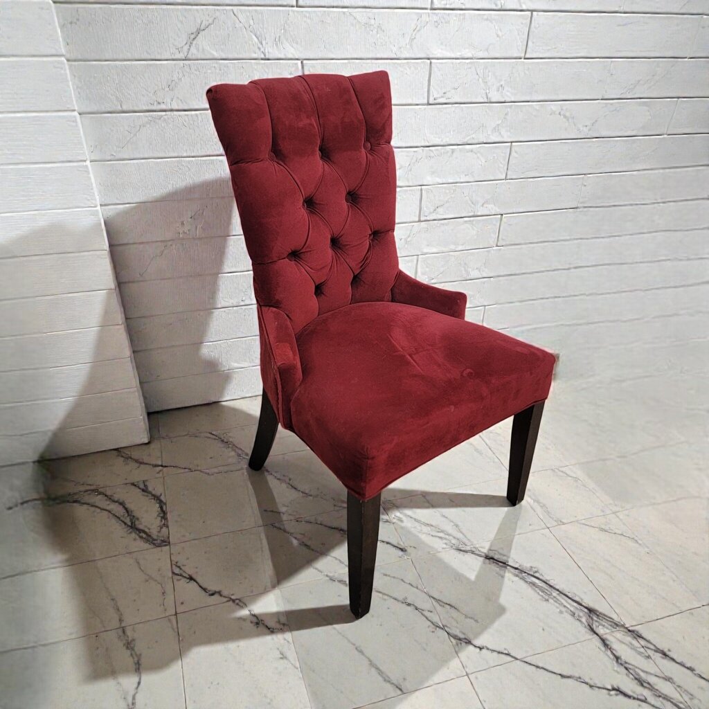 7956-7961 Merlot Velvet Diamond-Tufted Wingback Dining #Chair