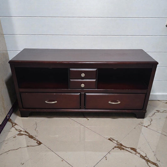 7964 Contemporary Espresso Media #Console with Divided Storage