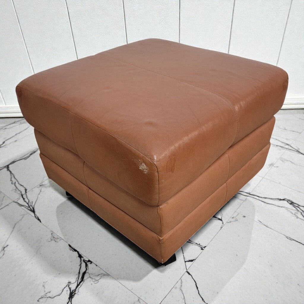 7965 Contemporary Triple Tiered Cognac Vegan Leather Ottoman