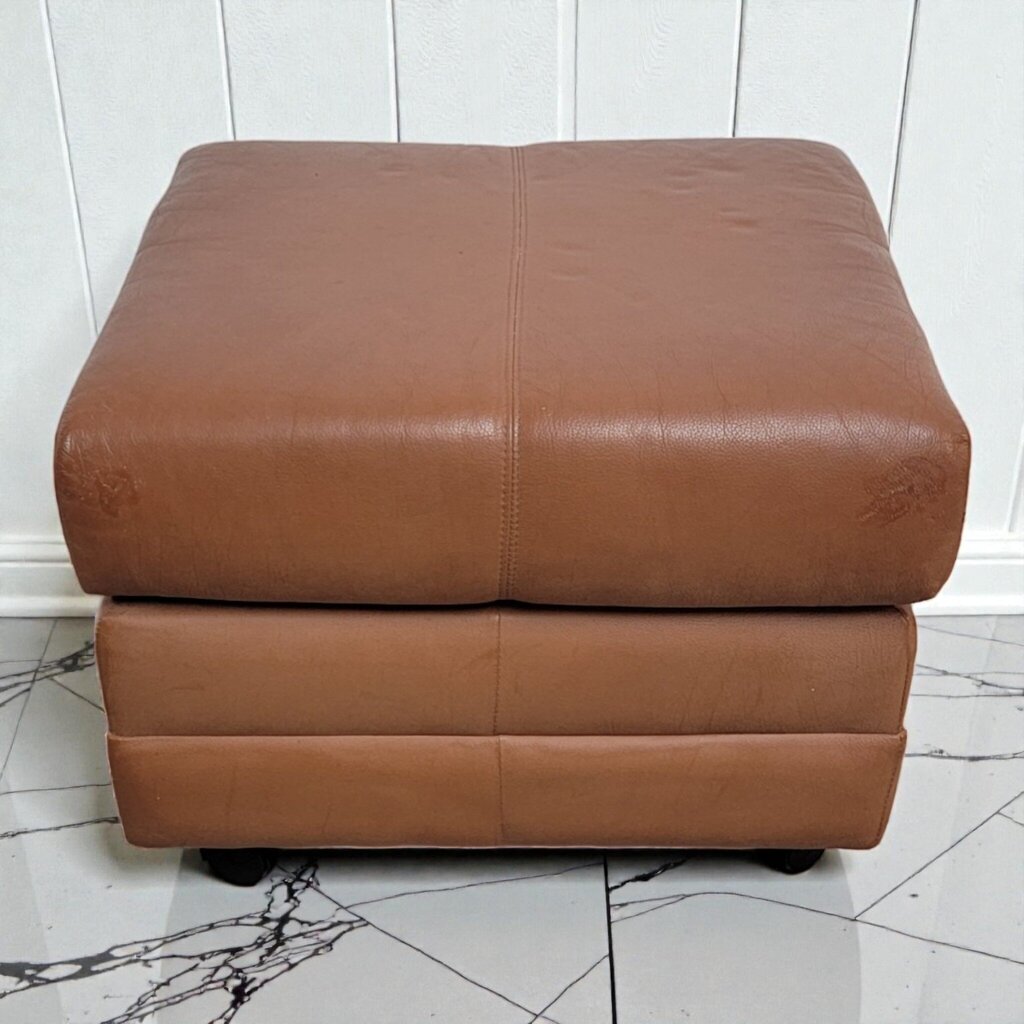 7965 Contemporary Triple Tiered Cognac Vegan Leather Ottoman