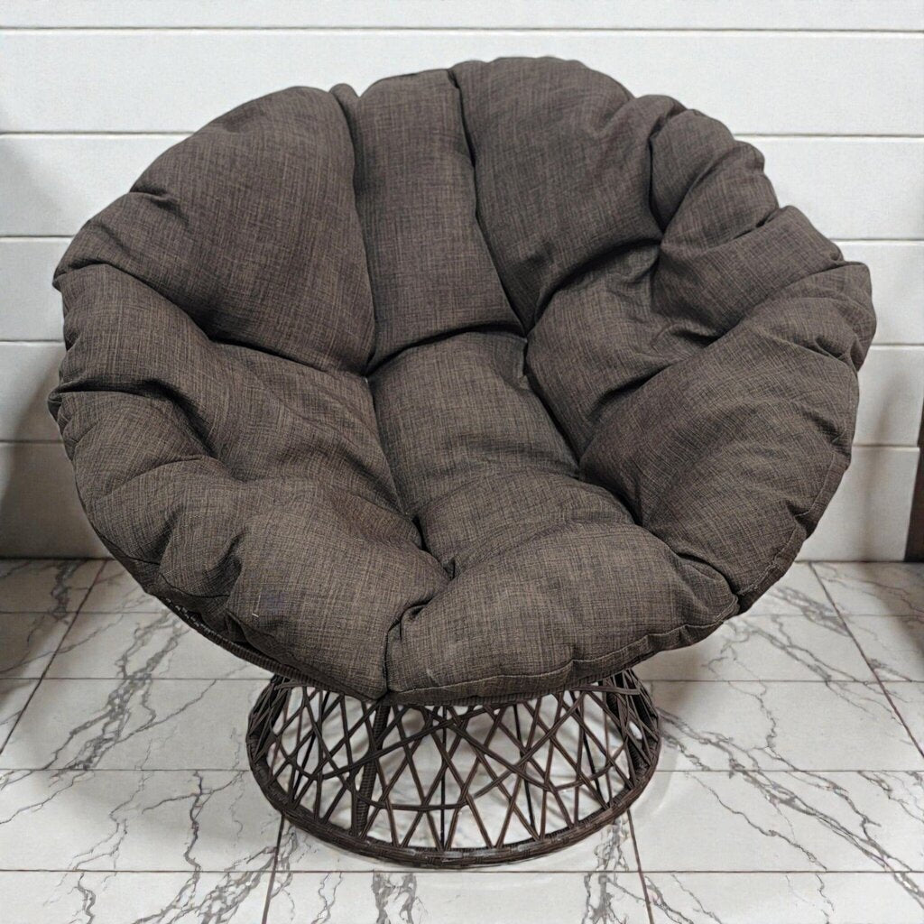 7966 Contemporary Charcoal Grey Papasan #Chair with Metal Lattice