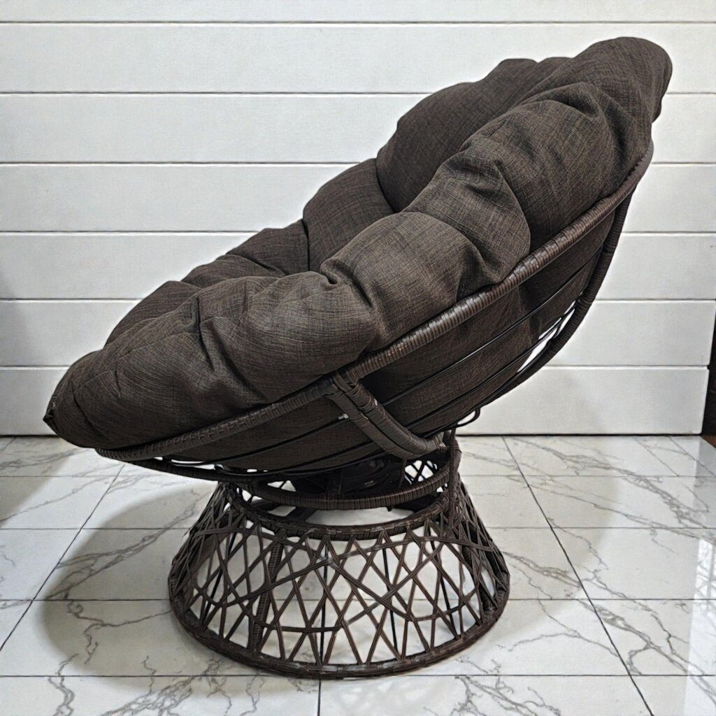 7966 Contemporary Charcoal Grey Papasan #Chair with Metal Lattice