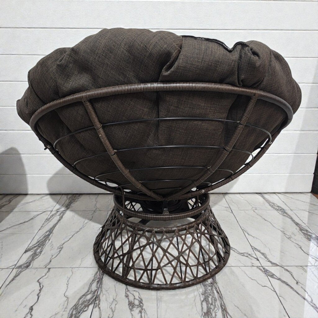 7966 Contemporary Charcoal Grey Papasan #Chair with Metal Lattice