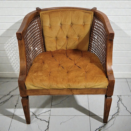 7967 Vintage Mid- Century Modern Cane Barrel Back Chair