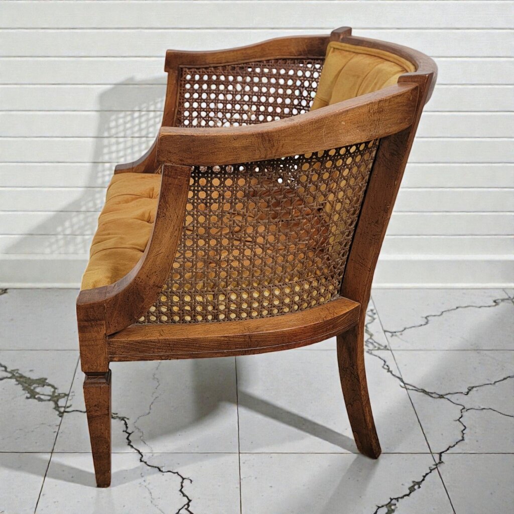 7967 Vintage Mid- Century Modern Cane Barrel Back Chair