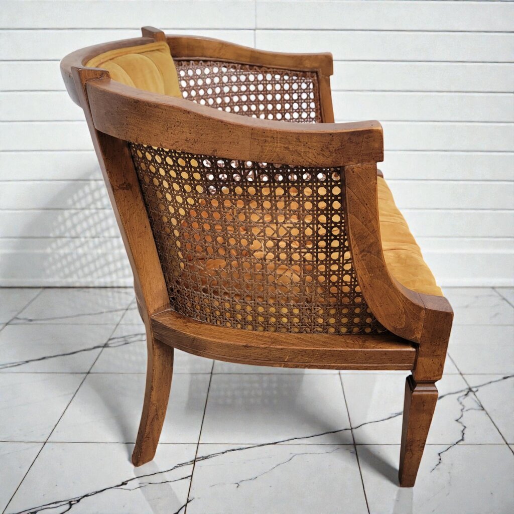 7967 Vintage Mid- Century Modern Cane Barrel Back Chair