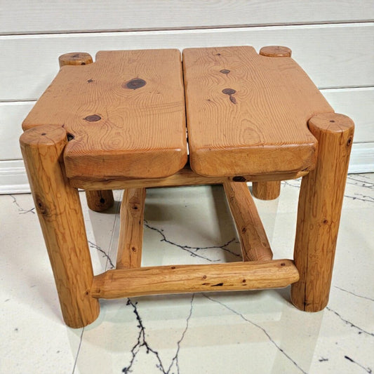 7968 Handcrafted Rustic Pine Log Side #Table