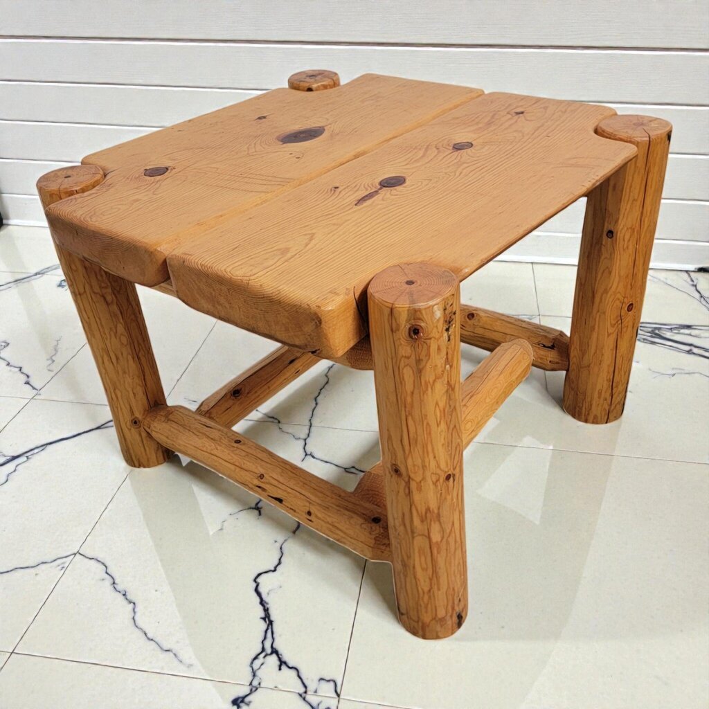 7968 Handcrafted Rustic Pine Log Side #Table