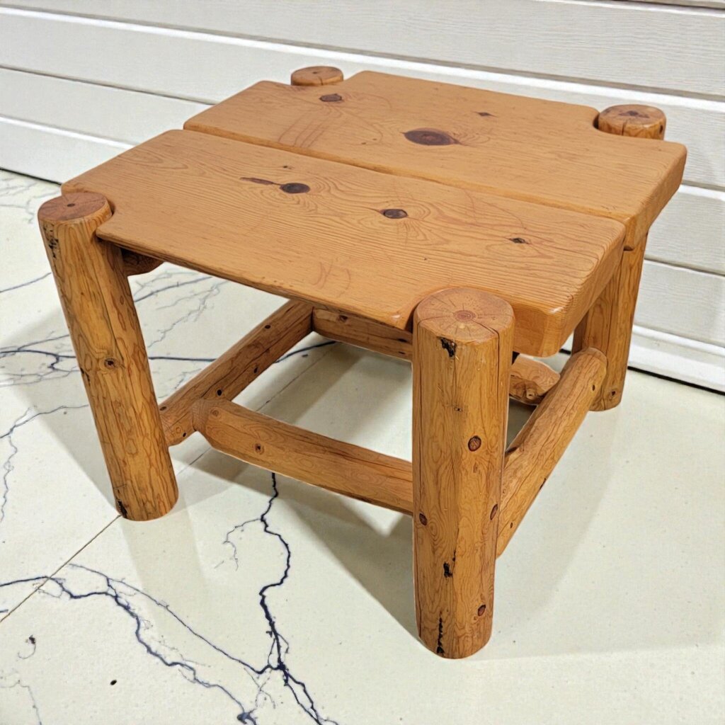 7968 Handcrafted Rustic Pine Log Side #Table