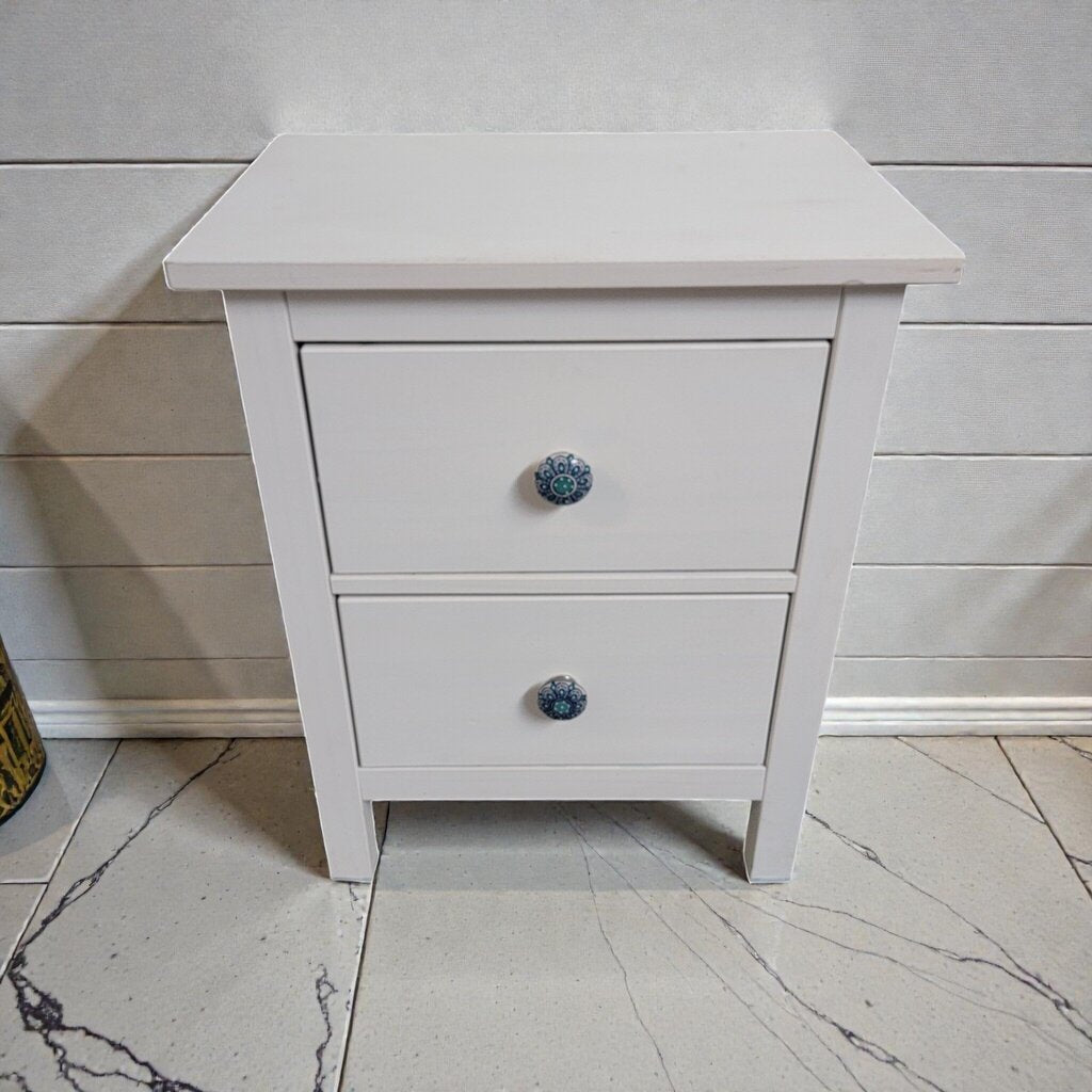 7969 White 2 Drawer Nightstand with Ceramic Knobs