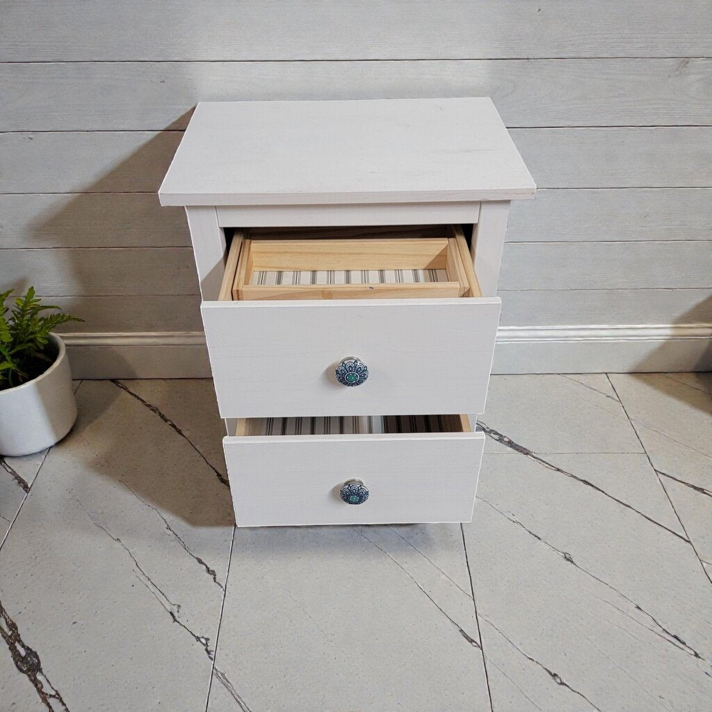7969 White 2 Drawer Nightstand with Ceramic Knobs