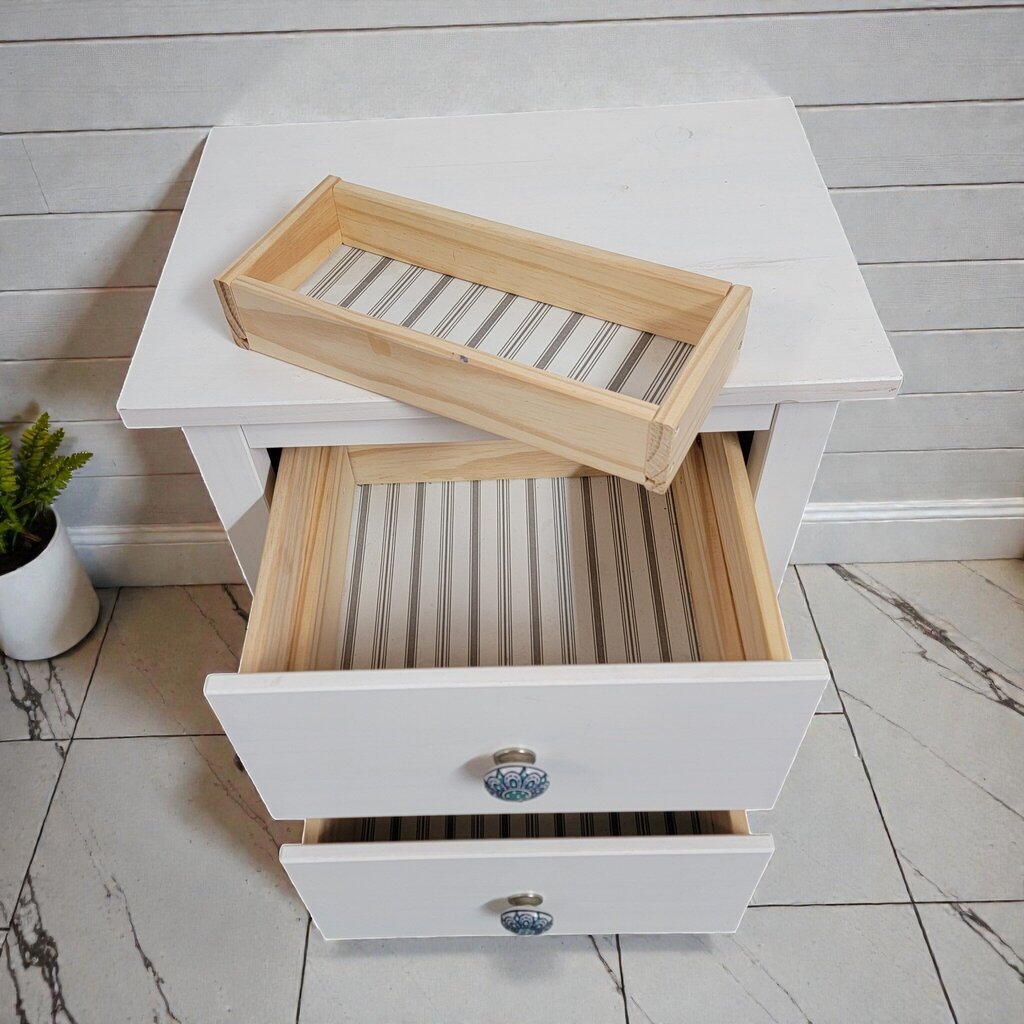 7969 White 2 Drawer Nightstand with Ceramic Knobs