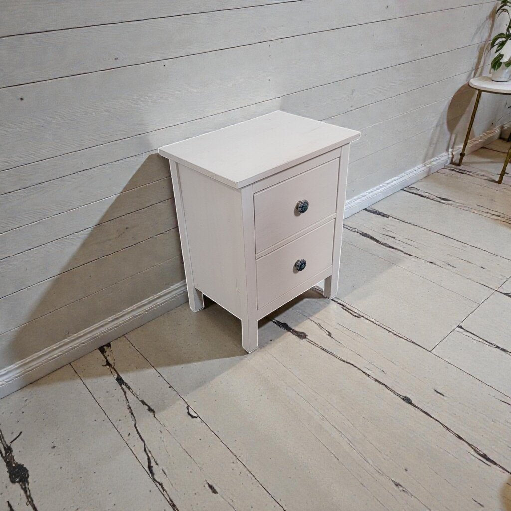 7969 White 2 Drawer Nightstand with Ceramic Knobs