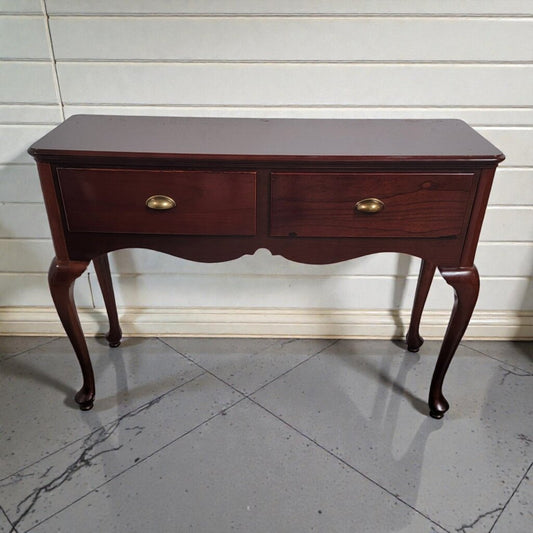 7976 Cherry Queen Anne Style Two Drawer Console #Table Used ~ FURNITURE