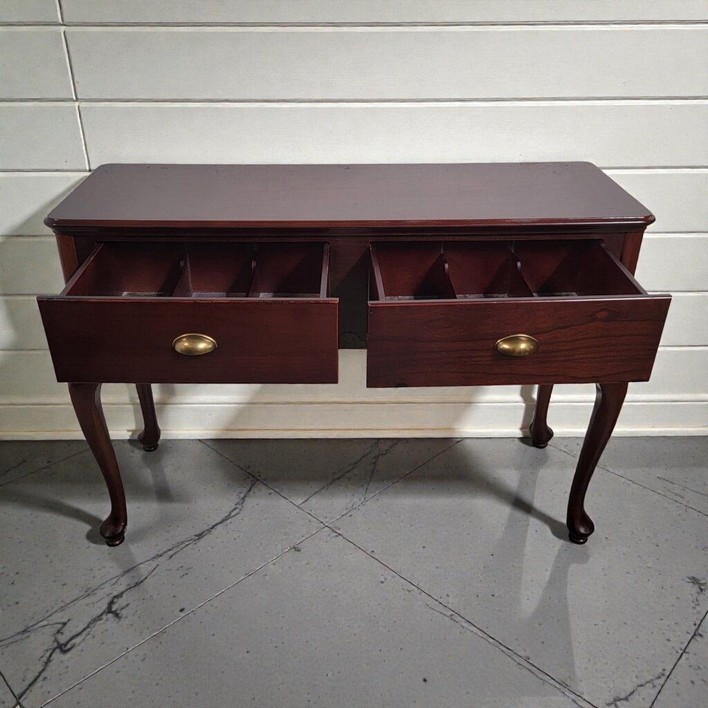 7976 Cherry Queen Anne Style Two Drawer Console #Table