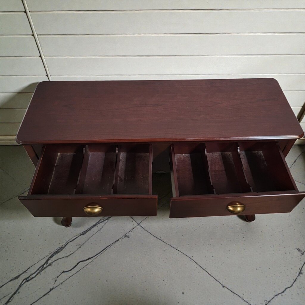 7976 Cherry Queen Anne Style Two Drawer Console #Table