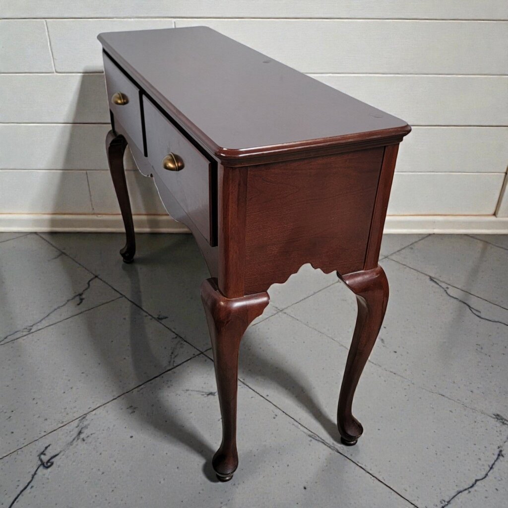 7976 Cherry Queen Anne Style Two Drawer Console #Table