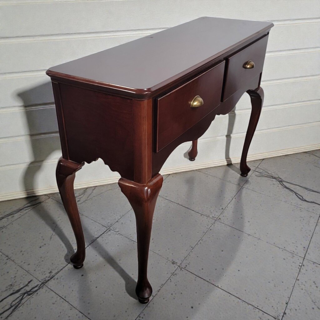 7976 Cherry Queen Anne Style Two Drawer Console #Table