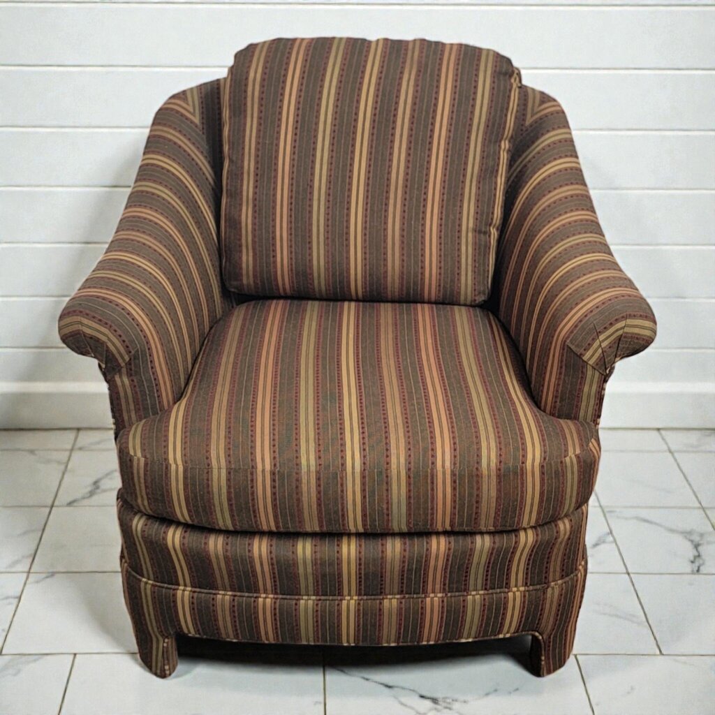 7977 Striped Upholstered Tub #Chair Used ~ FURNITURE