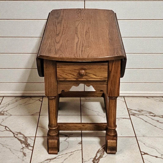8006 Oak Dropleaf Side Table with Drawer