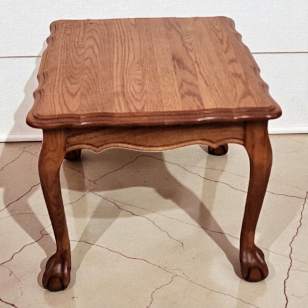 8012 Vintage Oak Cabriole Leg Side Table with Ball and Claw Feet ~ FURNITURE