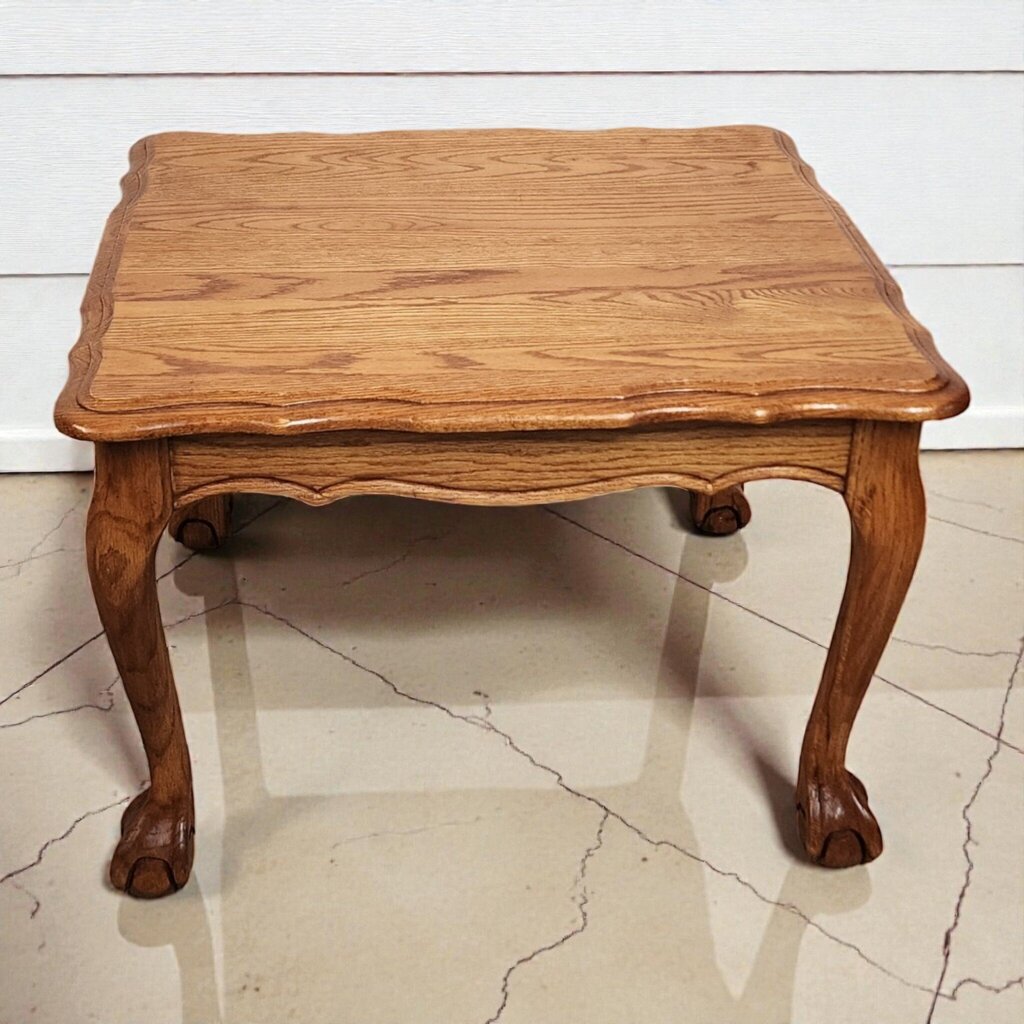 8012 Vintage Oak Cabriole Leg Side Table with Ball and Claw Feet ~ FURNITURE