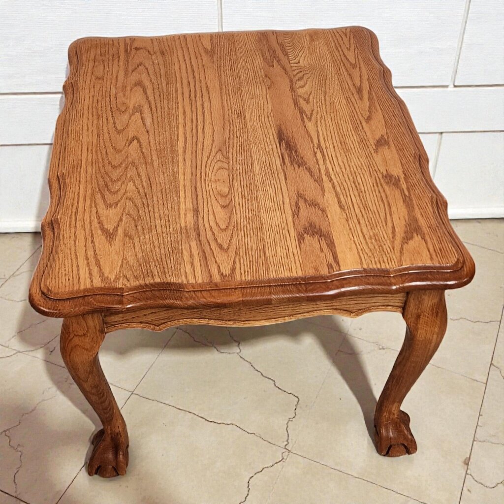 8012 Vintage Oak Cabriole Leg Side Table with Ball and Claw Feet ~ FURNITURE