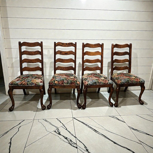 8016-8019 Oak Ladder-Back #Chair with Cabriole Legs