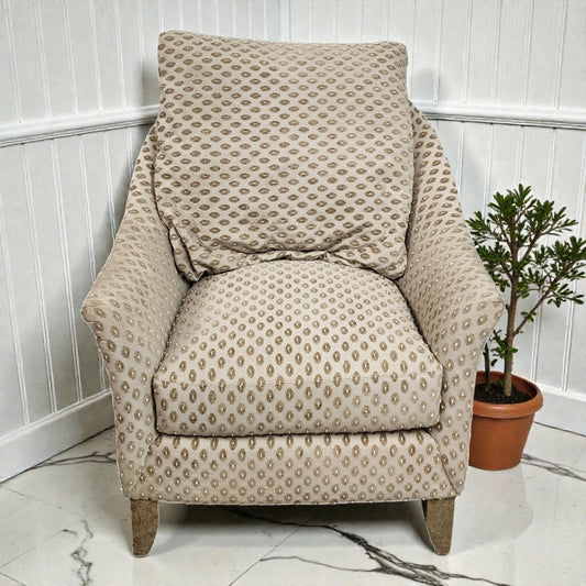 8026 Custom Upholstered Curved Back Club #Chair with Embroidered Medallion Fabric