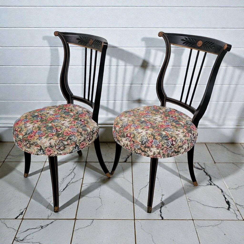 8047-8048 Ebonized Neoclassical Klismos- Style Side #Chair