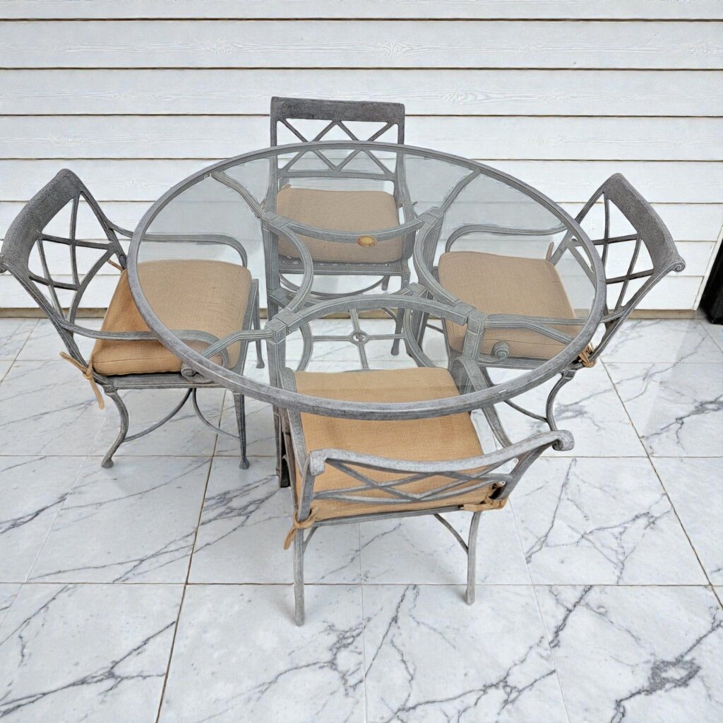 8049 5 Piece Vintage Weathered Wrought Iron Patio #Dining Set ~ FURNITURE