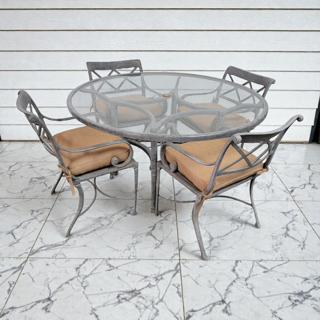 8049 5 Piece Vintage Weathered Wrought Iron Patio #Dining Set ~ FURNITURE