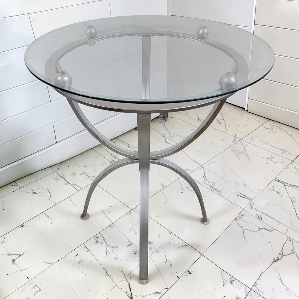 8073 5 Piece Brushed Metal and Glass #Bistro Set