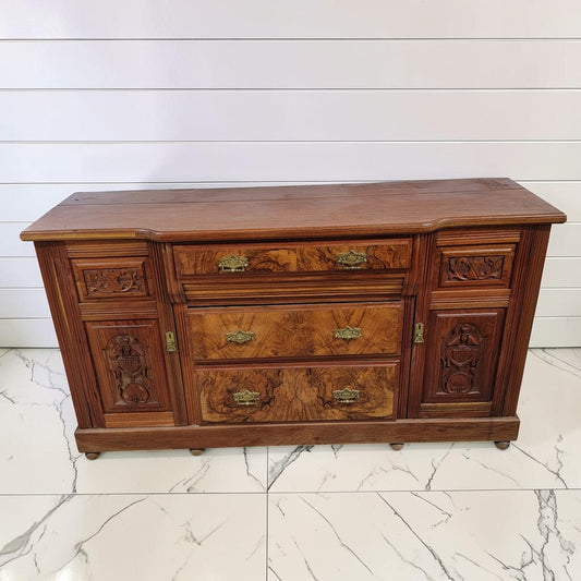 8074 Renaissance Revival Carved Burl Walnut #Sideboard Used ~ FURNITURE