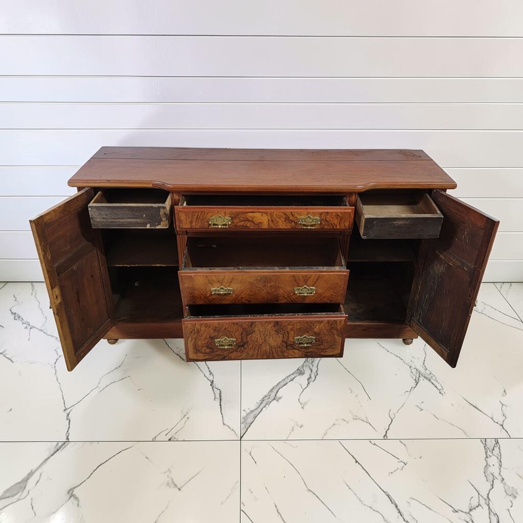 8074 Renaissance Revival Carved Burl Walnut #Sideboard