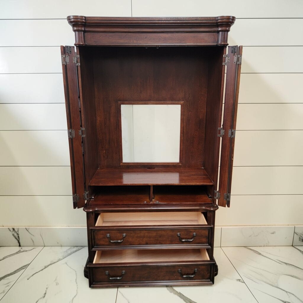 8076 Traditional Two-Piece Dark Wood Media Armoire